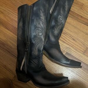 Freebird Black Leather Heeled Boots